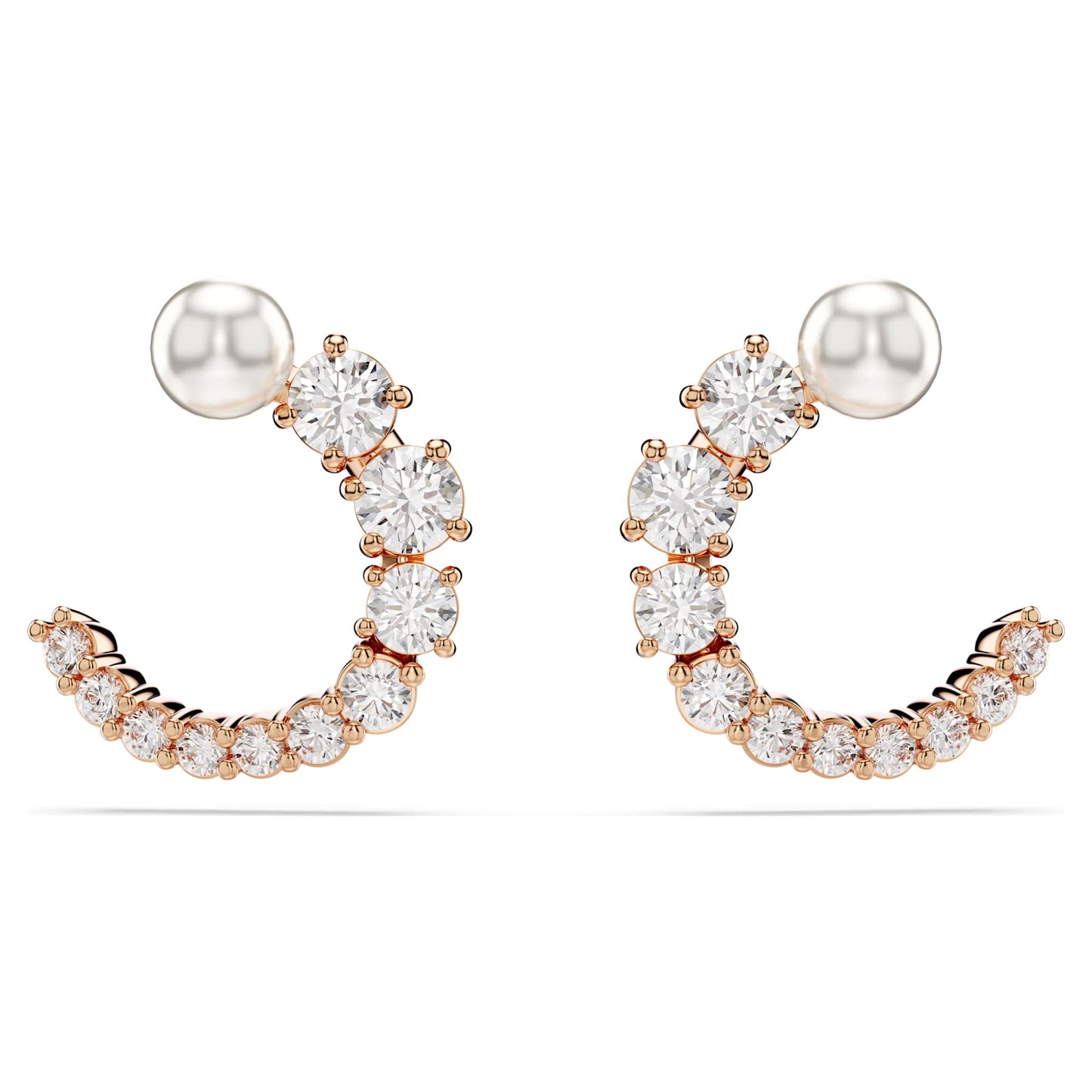 Orecchini a cerchio Swarovski Matrix Crystal Pearl, Taglio Round, Bianchi, Placcato color oro rosa