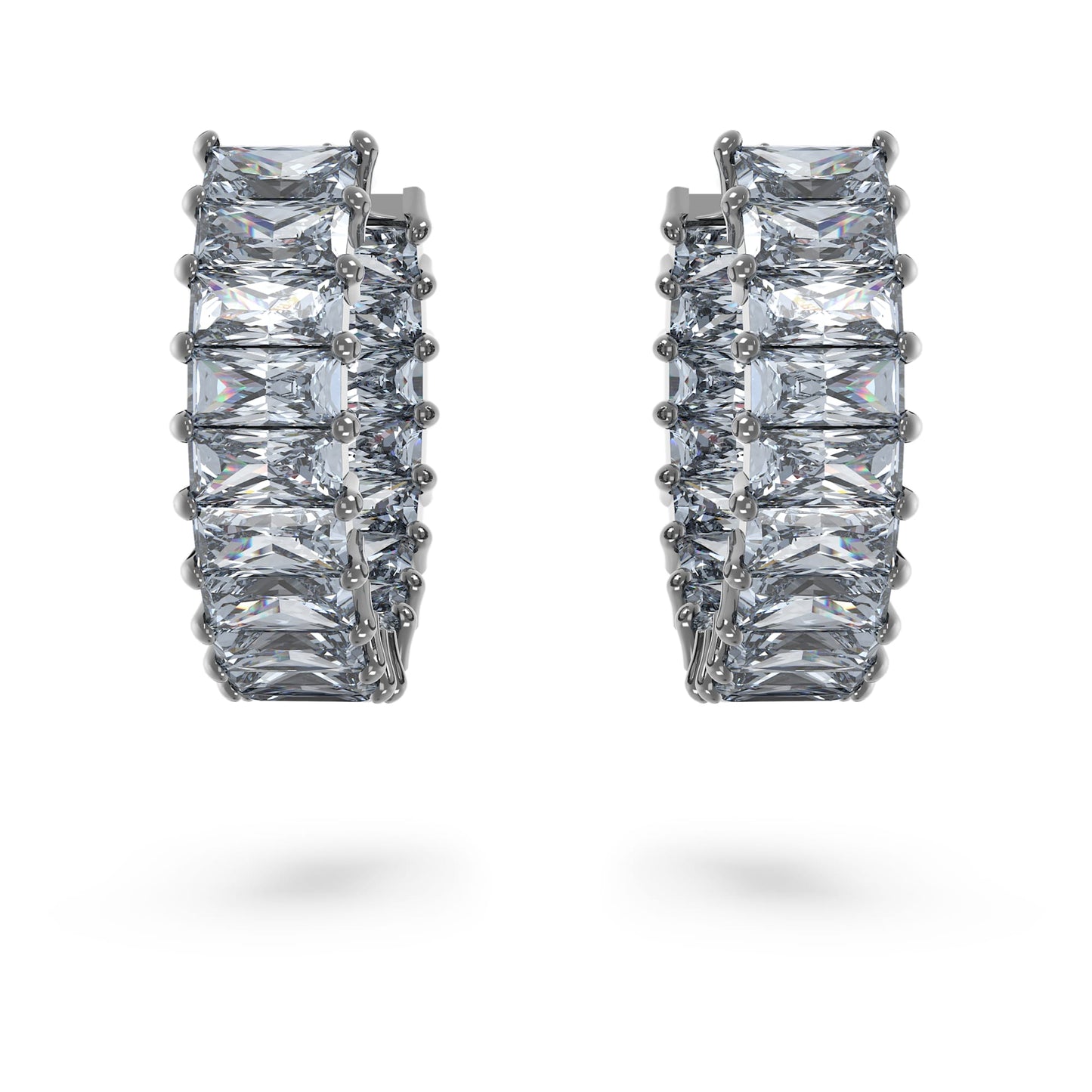 Orecchini a cerchio Swarovski Matrix Taglio baguette, Grigi, Placcato rutenio