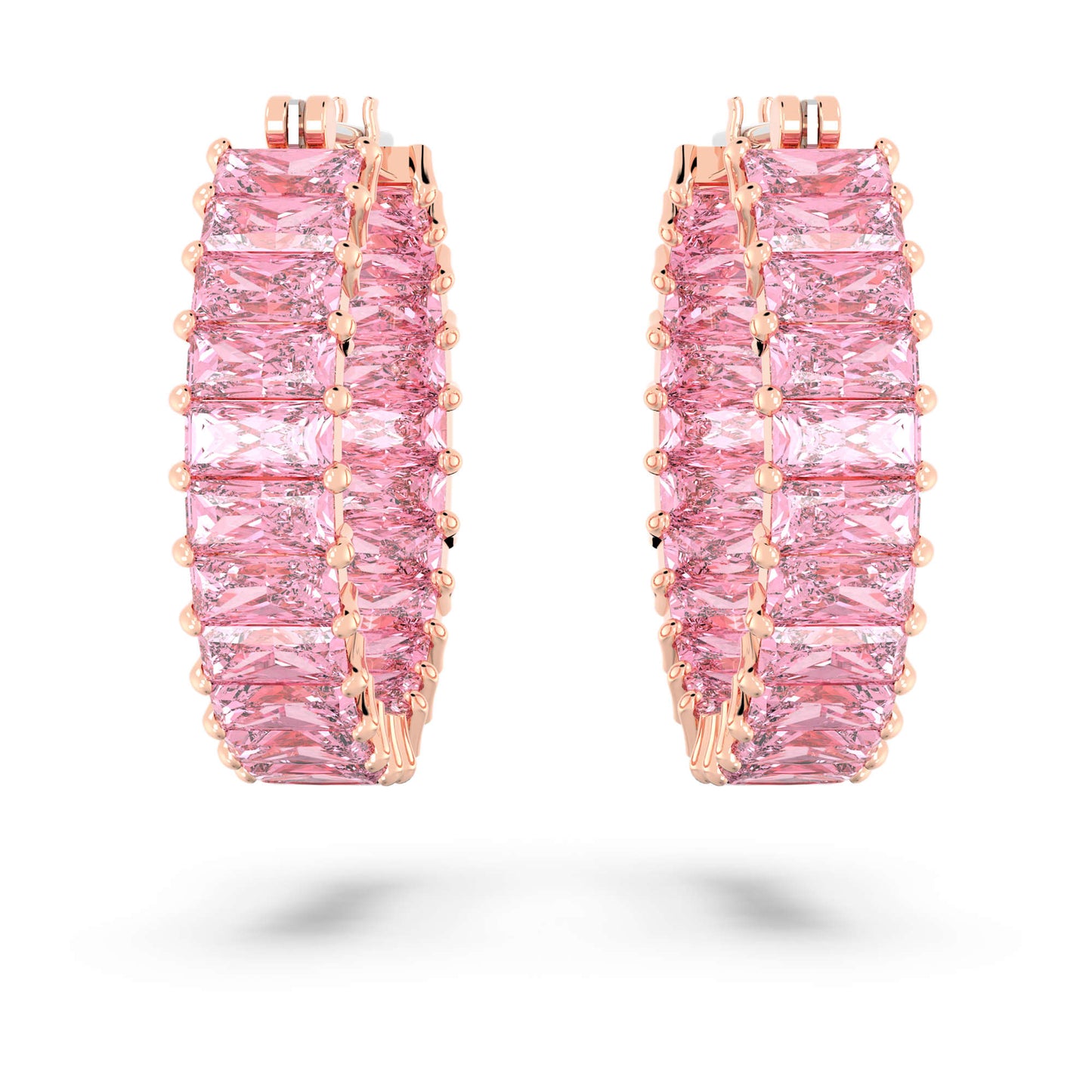 Orecchini a cerchio Swarovski Matrix Taglio baguette, Rosa, Placcato color oro rosa