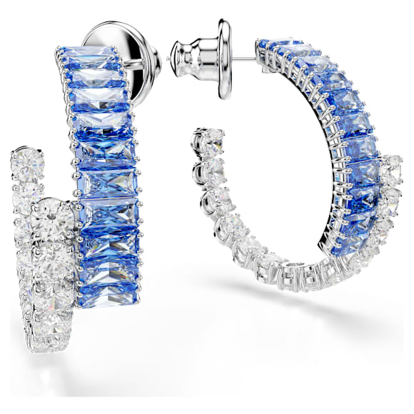 Orecchini a cerchio Swarovski Matrix Taglio misto, Blu, Placcato rodio