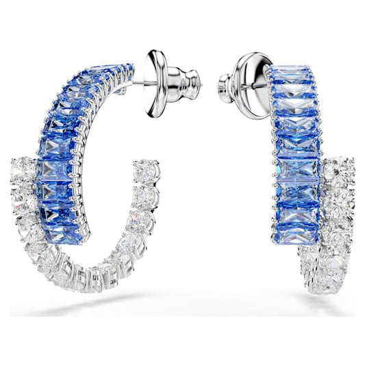 Orecchini a cerchio Swarovski Matrix Taglio misto, Blu, Placcato rodio