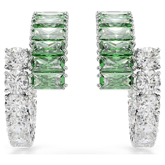 Orecchini a cerchio Swarovski Matrix Taglio misto, Verdi, Placcato rodio