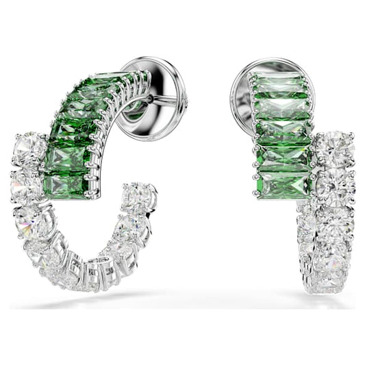 Orecchini a cerchio Swarovski Matrix Taglio misto, Verdi, Placcato rodio