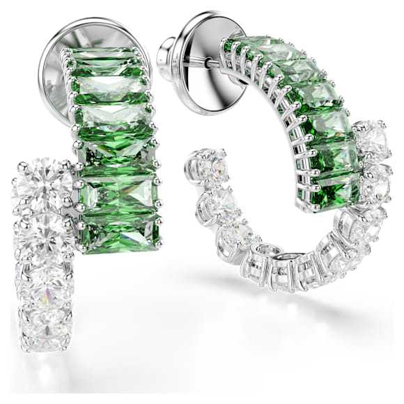 Orecchini a cerchio Swarovski Matrix Taglio misto, Verdi, Placcato rodio