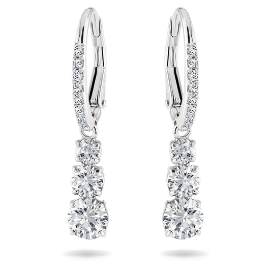 Orecchini a cerchio Swarovski Stilla Attract Taglio Round, Bianchi, Placcato rodio
