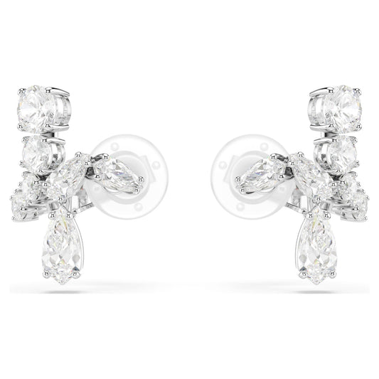 Orecchini a clip Swarovski Matrix Taglio misto, Bianchi, Placcato rodio