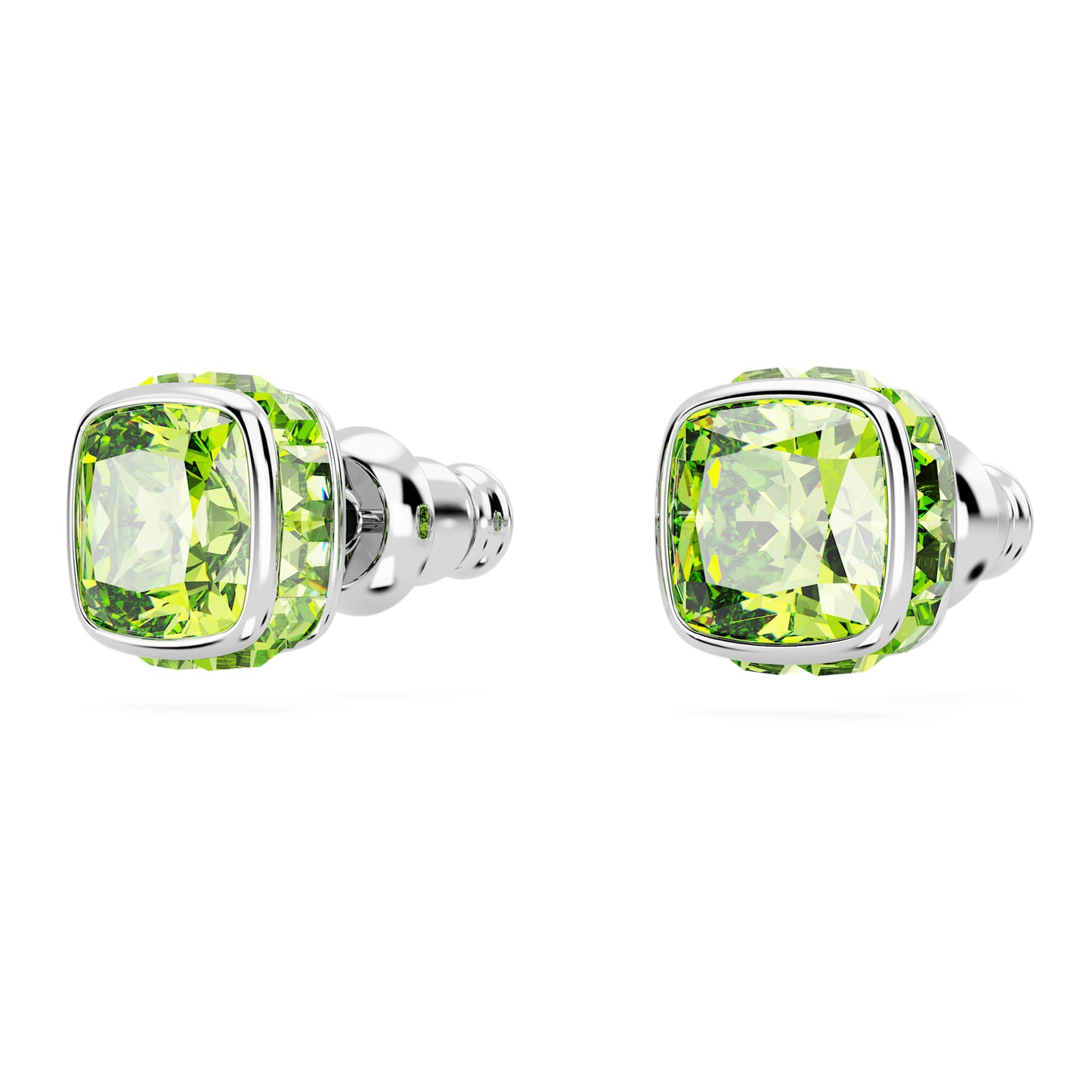 Orecchini a lobo Swarovski Birthstone Taglio squadrato, Agosto, Verdi, Placcato rodio