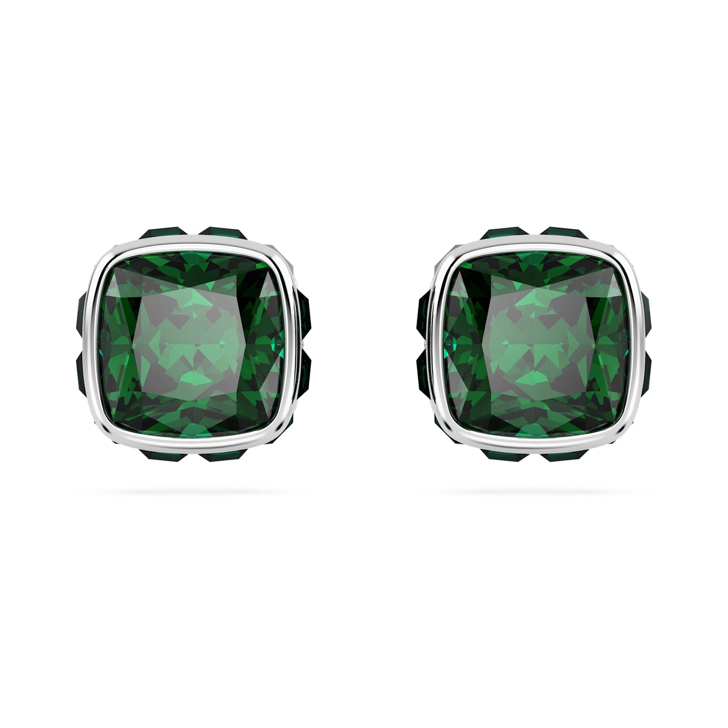 Orecchini a lobo Swarovski Birthstone Taglio squadrato, Maggio, Verdi, Placcato rodio