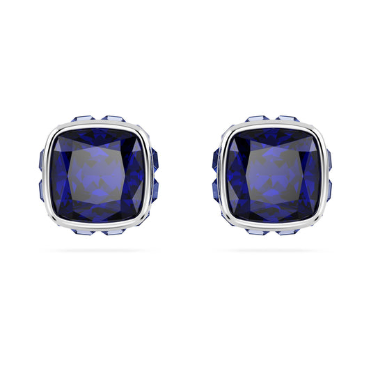 Orecchini a lobo Swarovski Birthstone Taglio squadrato, Settembre, Blu, Placcato rodio