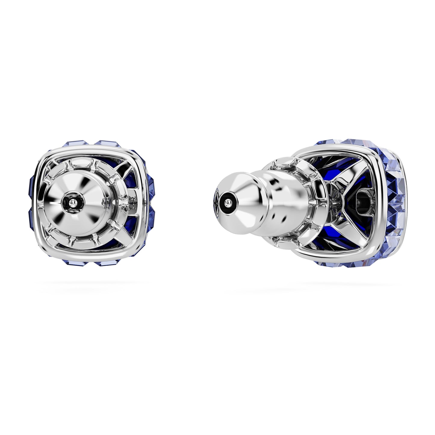 Orecchini a lobo Swarovski Birthstone Taglio squadrato, Settembre, Blu, Placcato rodio