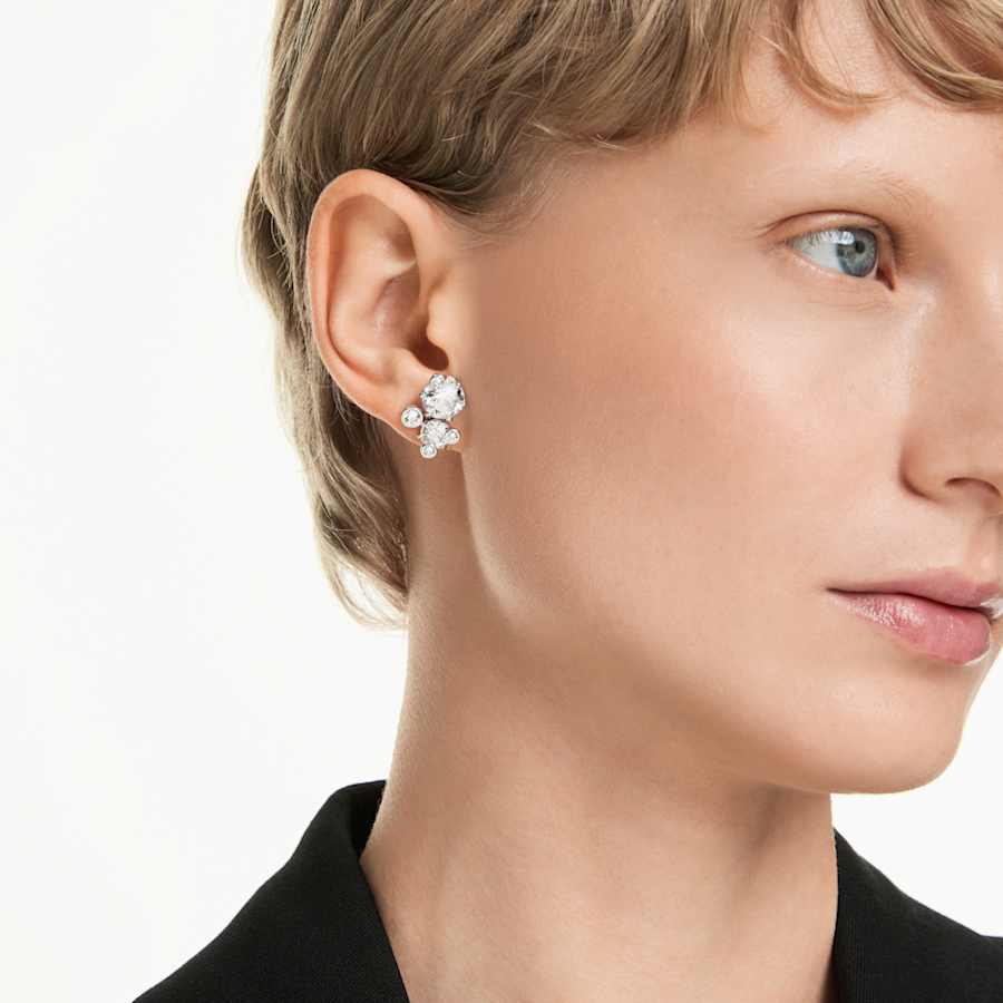 Orecchini Swarovski Constella Taglio Round, Bianchi, Placcato rodio