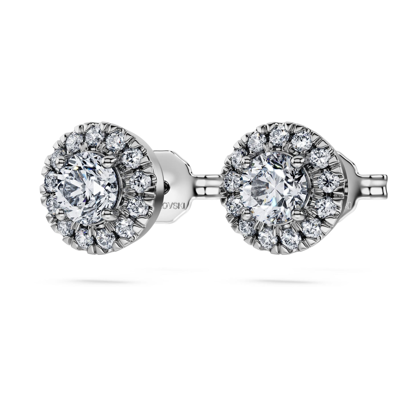 Orecchini a lobo Swarovski halo Eternity Diamanti creati in laboratorio 0,75 ct tw, Taglio Round, Oro bianco 18 K