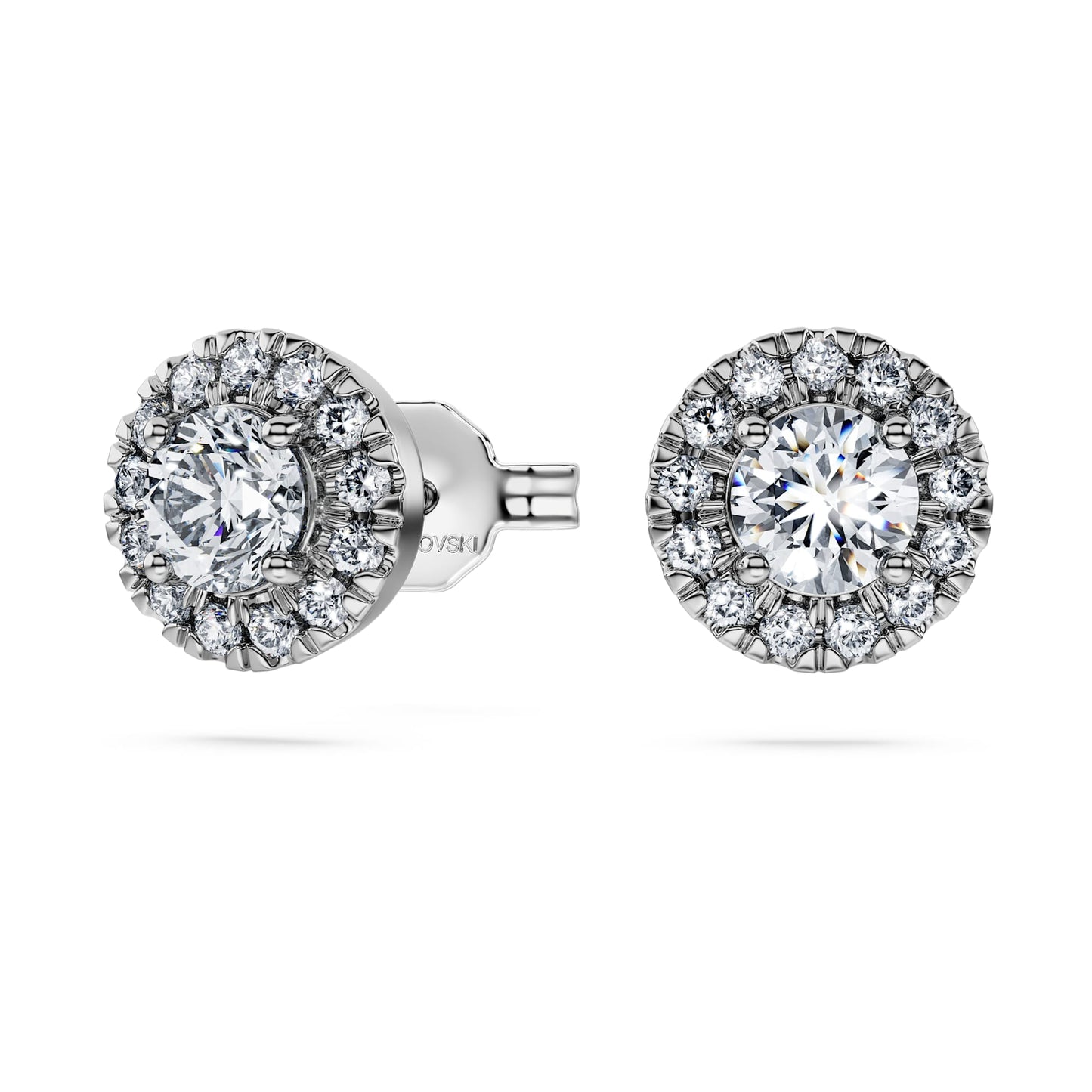 Orecchini a lobo Swarovski halo Eternity Diamanti creati in laboratorio 0,75 ct tw, Taglio Round, Oro bianco 18 K