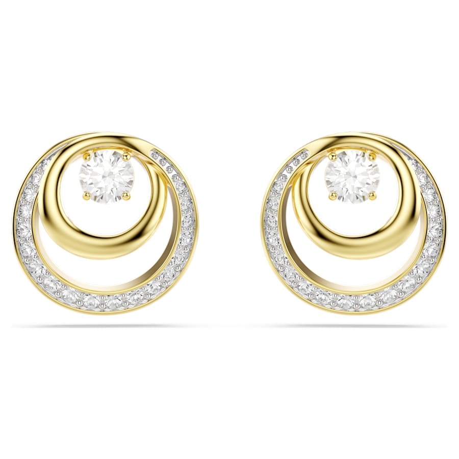 Orecchini A Lobo Swarovski Hyperbola  Taglio Round, Bianchi, Placcato color oro