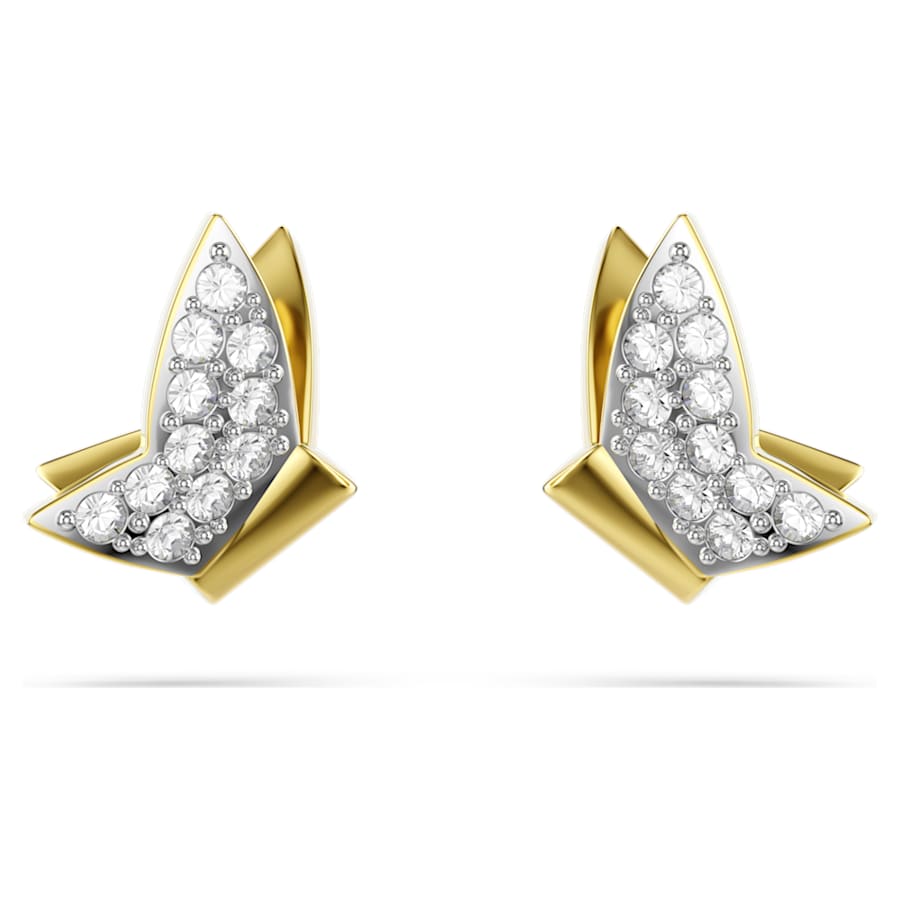 Orecchini A Lobo Swarovski Idyllia Lilia Farfalla, Bianchi, Placcato color oro