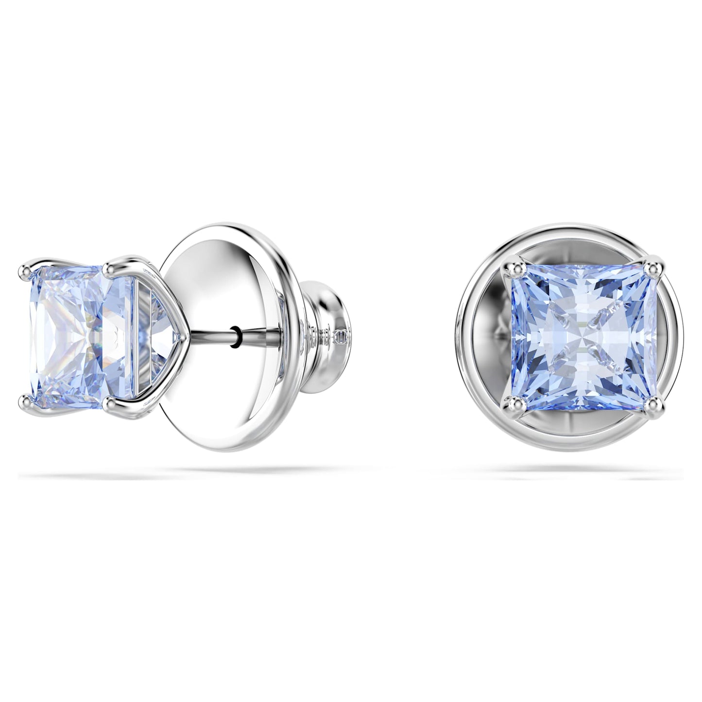 Orecchini a lobo Swarovski Matrix Taglio squadrato, Blu, Placcato rodio