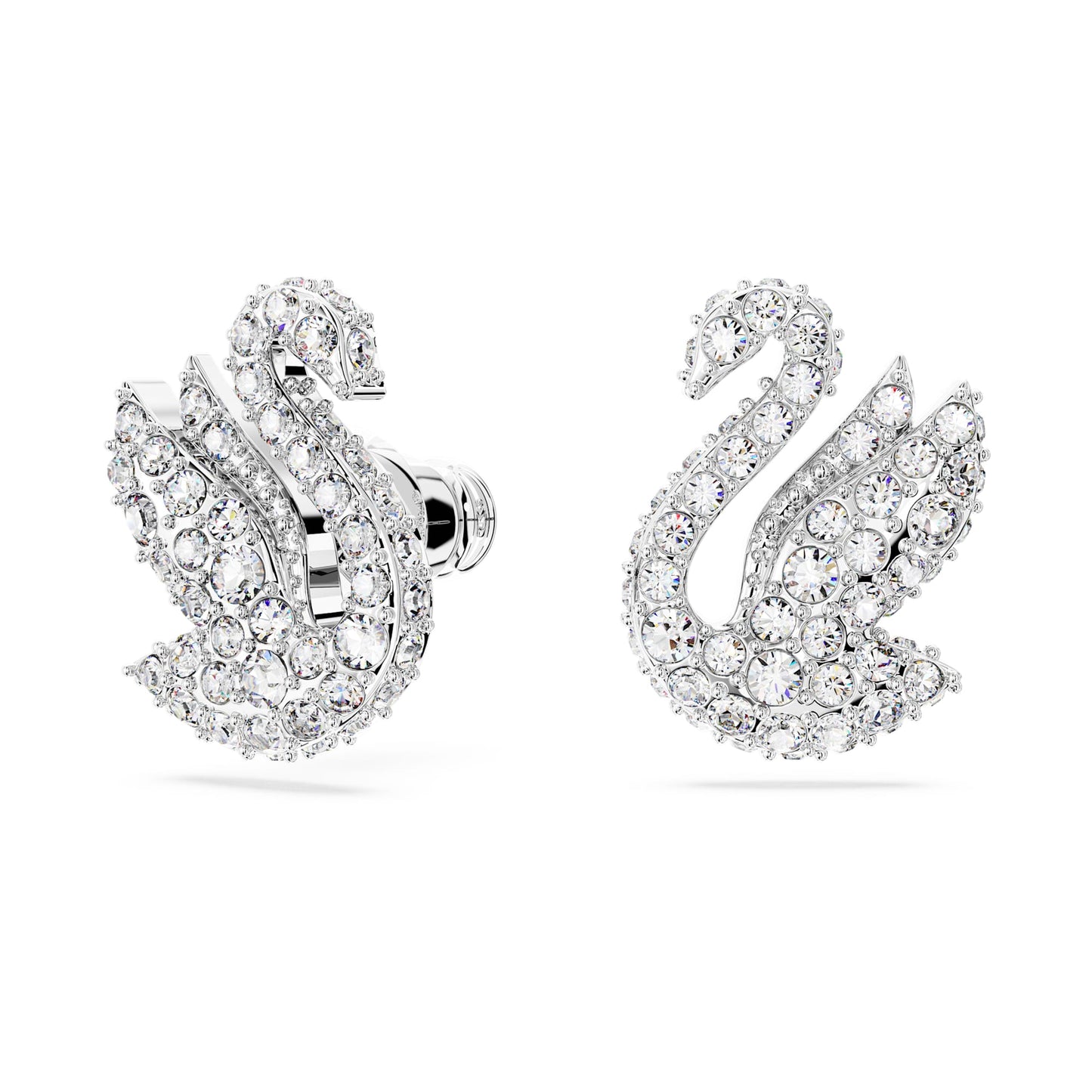Orecchini a lobo Swarovski Swan Cigno, Bianchi, Placcato rodio