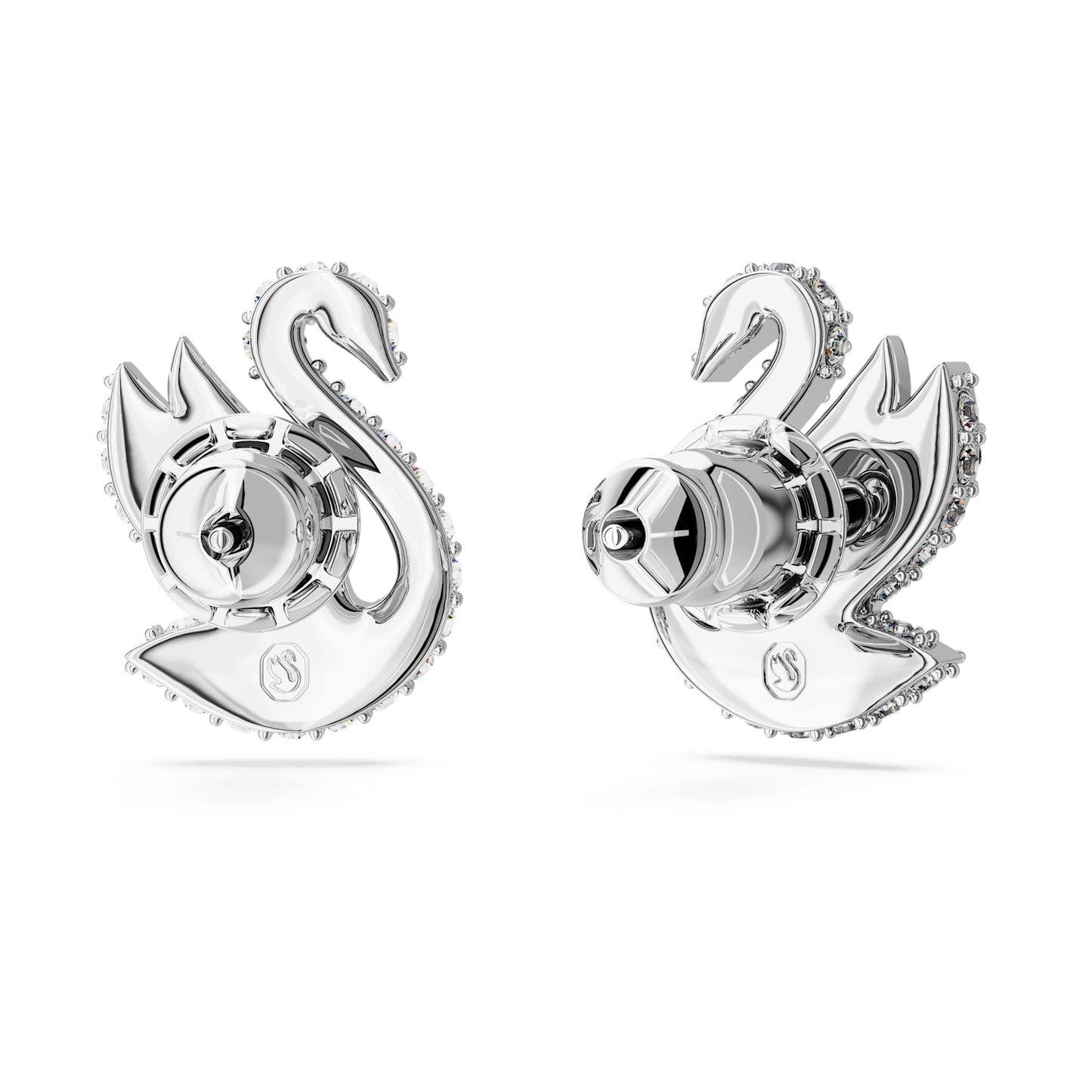 Orecchini a lobo Swarovski Swan Cigno, Bianchi, Placcato rodio