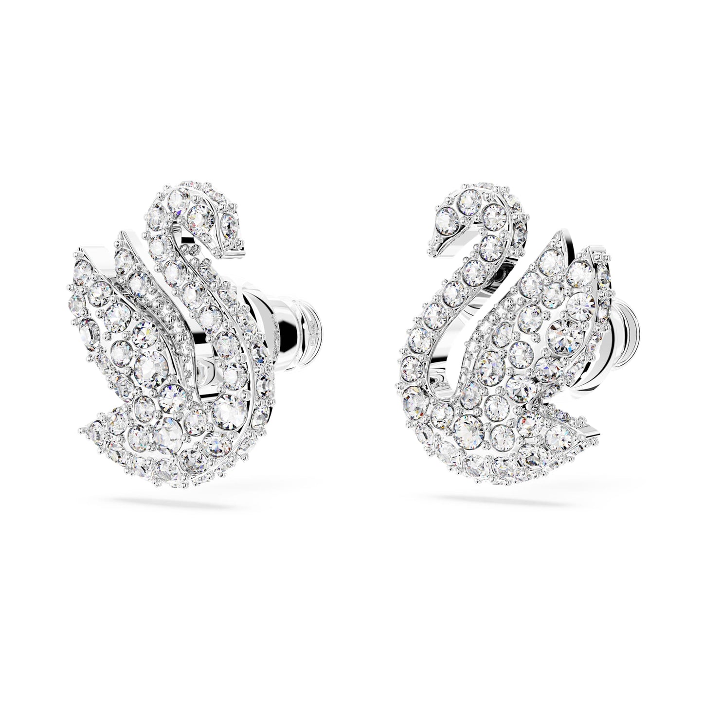 Orecchini a lobo Swarovski Swan Cigno, Bianchi, Placcato rodio