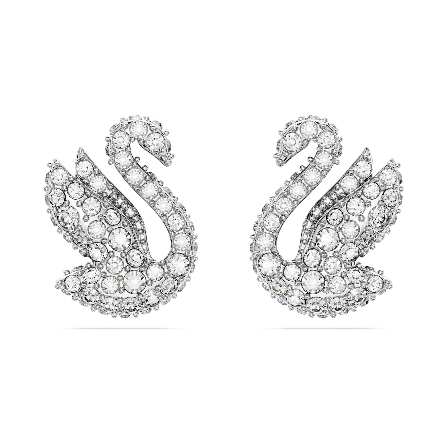 Orecchini a lobo Swarovski Swan Cigno, Bianchi, Placcato rodio