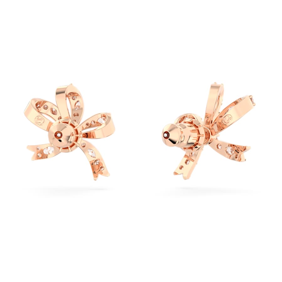 Orecchini Swarovski Hyperbola Fiocco, Piccoli, Bianchi, Placcato color oro rosa
