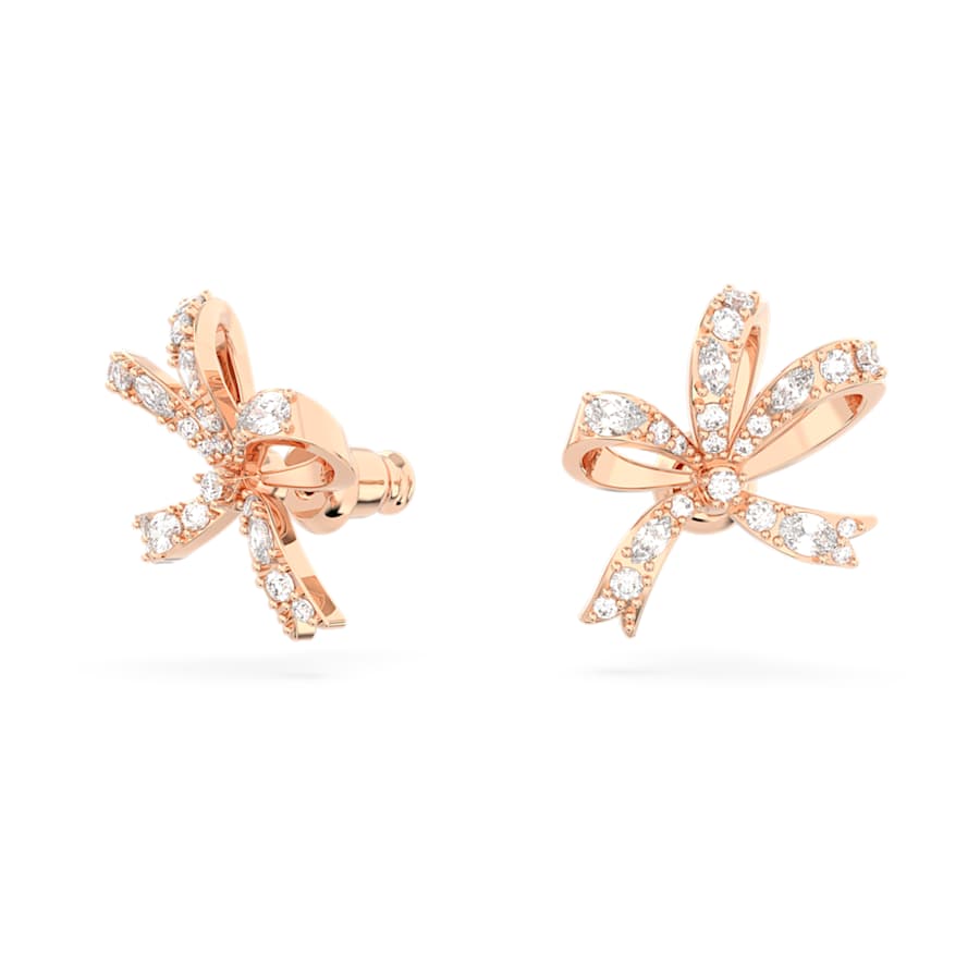 Orecchini Swarovski Hyperbola Fiocco, Piccoli, Bianchi, Placcato color oro rosa