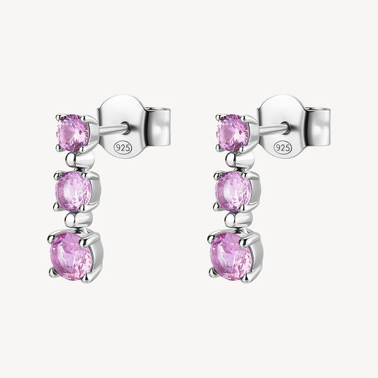 Orecchini a Lobo Brosway Fancy Argento Trilogy Cubic Zirconia Decrescere Light Ruby