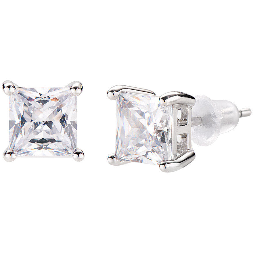 Orecchini Amen Diamonds Argento Punto Luce Zircone Quadrato