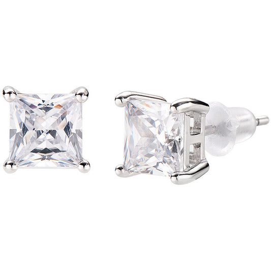 Orecchini Amen Diamonds Argento Punto Luce Zircone Quadrato