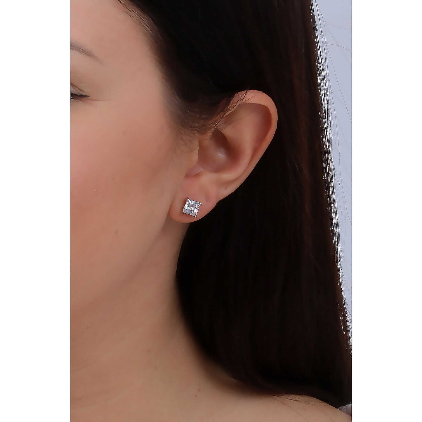 Orecchini Amen Diamonds Argento Punto Luce Zircone Quadrato