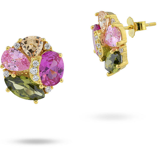 Orecchini Lobo Sophie Argento Dorato con Zirconi Multicolor