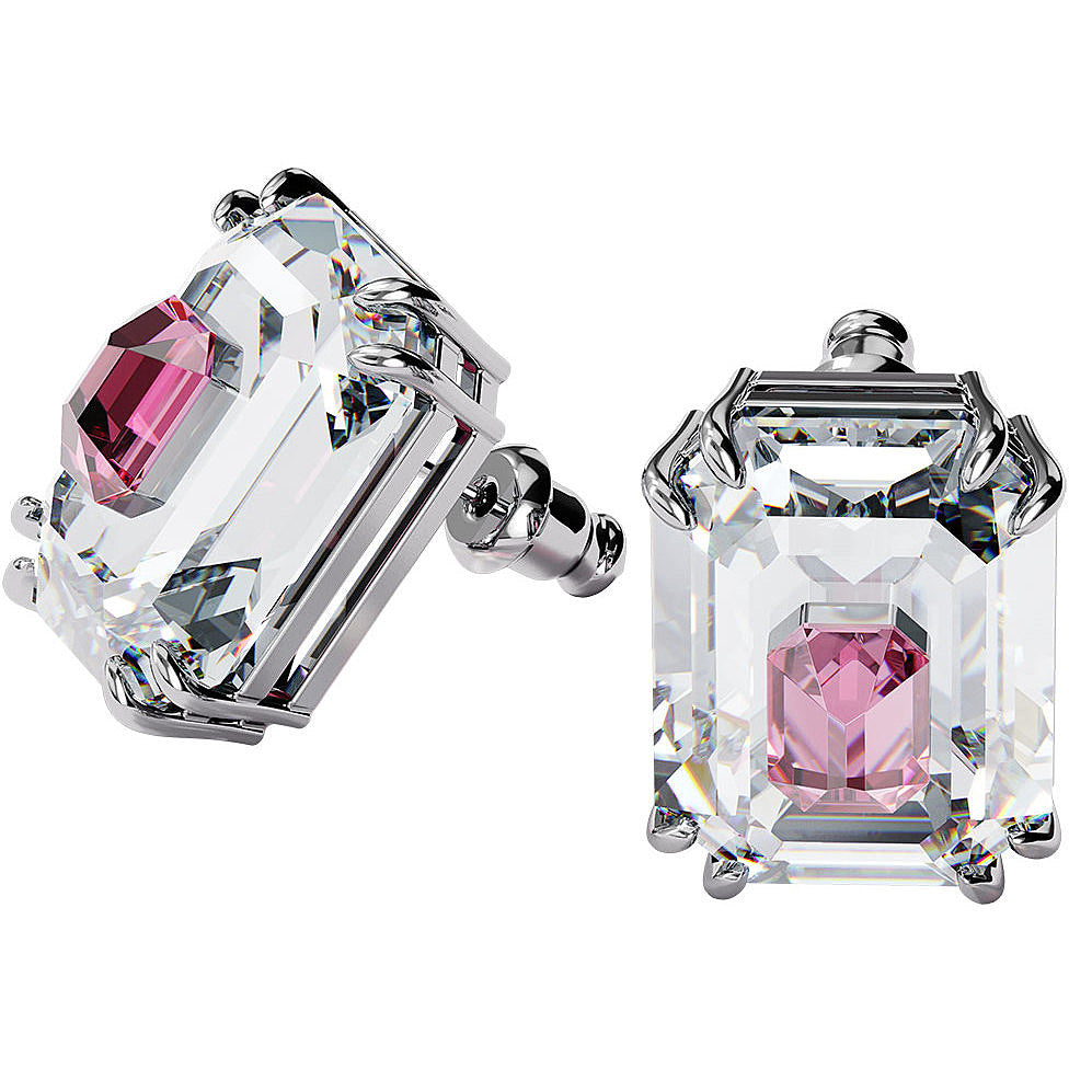 Orecchini a lobo Swarovski Chroma Bianco, Rosa, Placcato rodio