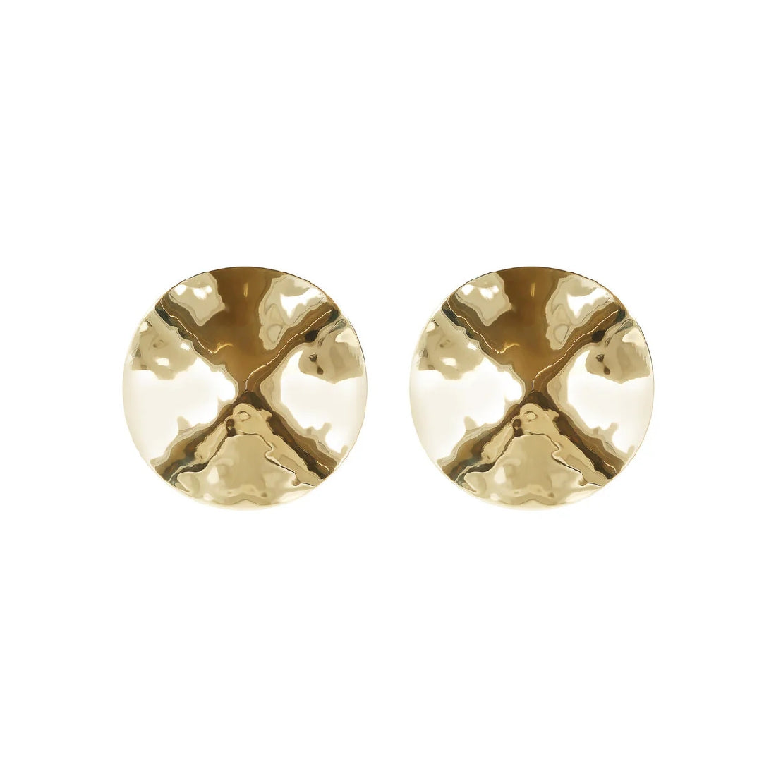Orecchini Etrusca Gioielli Lega Golden Placcata Oro 18 Kt Disco Ondulato Martellato