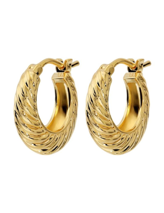Orecchini a Cerchio Etrusca Gioielli Lega Golden Placcata Oro 18 Kt Finitura Corda
