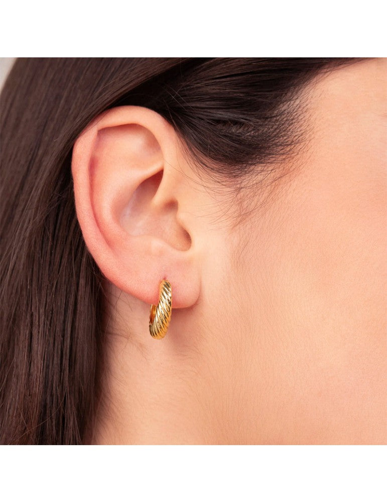 Orecchini a Cerchio Etrusca Gioielli Lega Golden Placcata Oro 18 Kt Finitura Corda