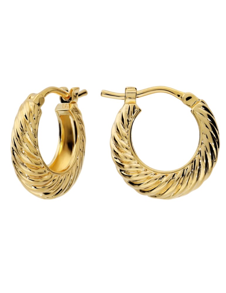 Orecchini a Cerchio Etrusca Gioielli Lega Golden Placcata Oro 18 Kt Finitura Corda