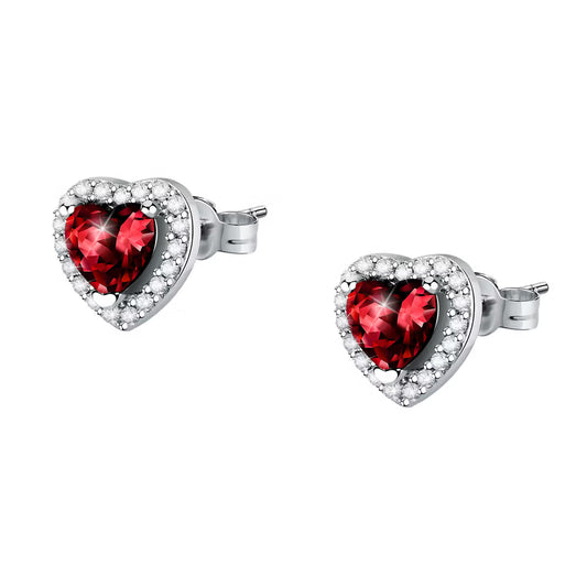 Orecchini Lobo Morellato Tesori Argento Zircone Rosso Taglio Cuore Contornato
