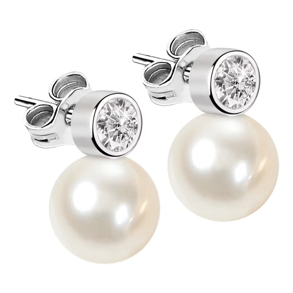 Orecchini Lobo Morellato Perla Argento Con Cristallo