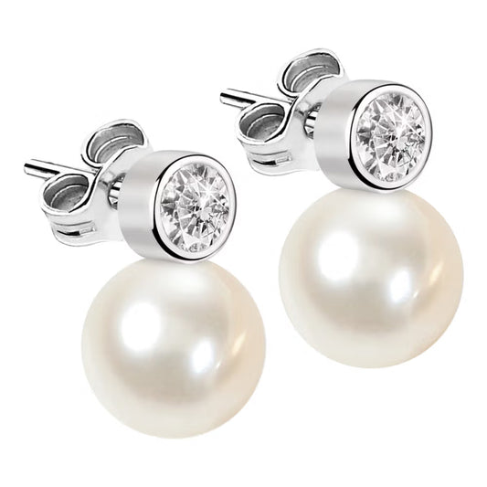 Orecchini Lobo Morellato Perla Argento Con Cristallo