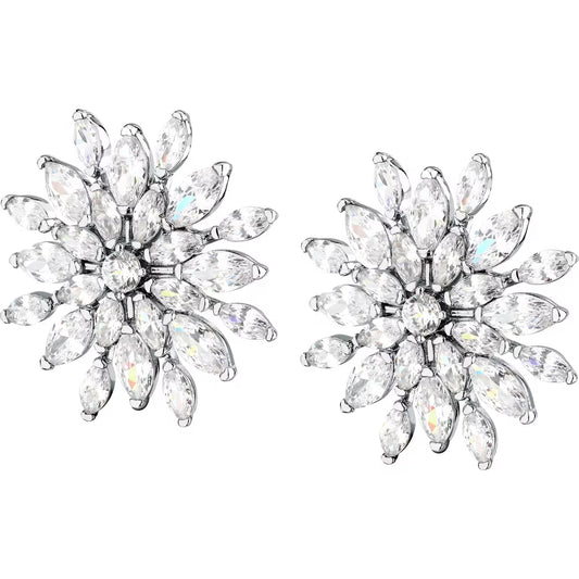 Orecchini Lobo Morellato Riflessi Argento Fiore Zirconi Taglio Marquise