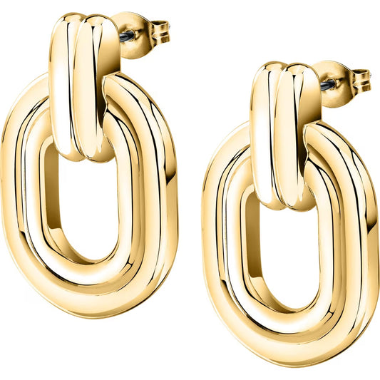 Orecchini Pendenti Morellato Vintage Bold Pvd Oro Doppia Riga Con Ovale Doppio