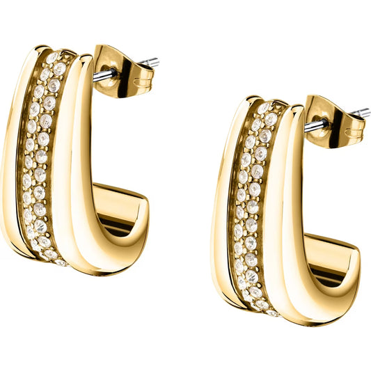 Orecchini Avvolgilobo Morellato Vintage Bold Pvd Oro Con Fascia Di Cristalli