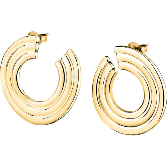 Orecchini Semicerchio Lobo Morellato Vintage Bold Pvd Oro A Tre Righe
