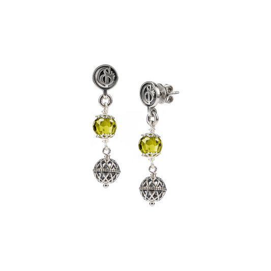 Orecchini Pendenti Gerardo Sacco Iride Argento Brunito Sinacolo Cubic Zirconia Verde