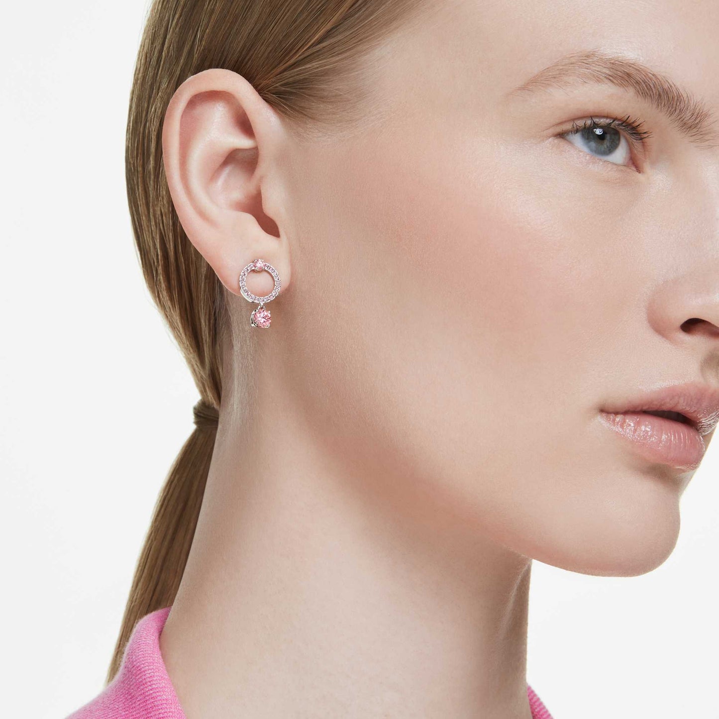 Orecchini pendenti Swarovski Attract Orecchino Taglio Round, Rosa, Placcato rodio