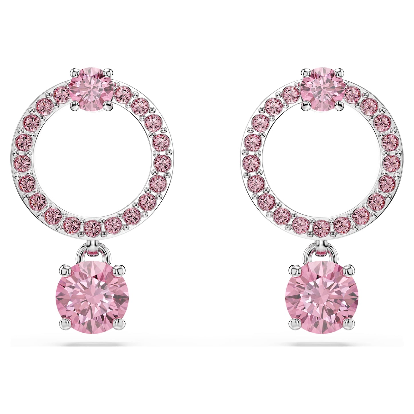 Orecchini pendenti Swarovski Attract Orecchino Taglio Round, Rosa, Placcato rodio