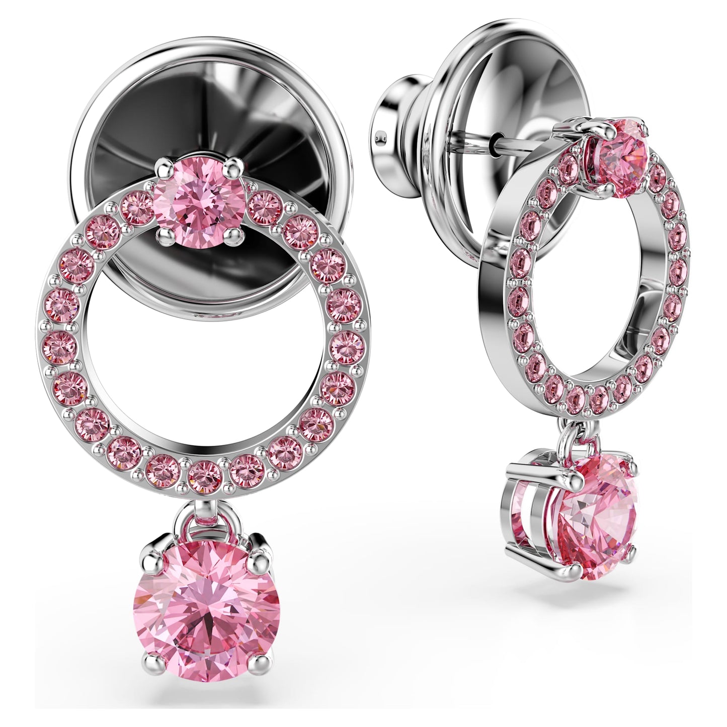 Orecchini pendenti Swarovski Attract Orecchino Taglio Round, Rosa, Placcato rodio