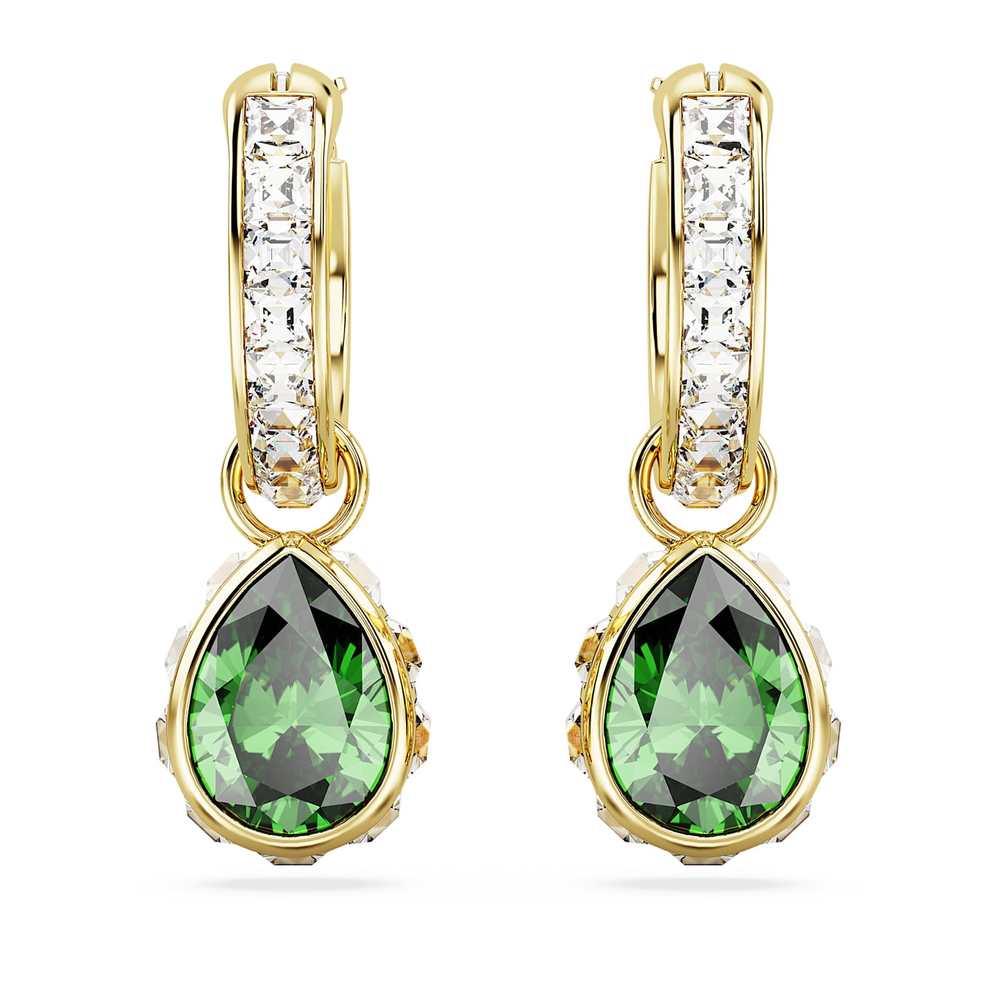 Orecchini Pendenti Swarovski Chroma Taglio Pear, Verdi, Placcato color oro