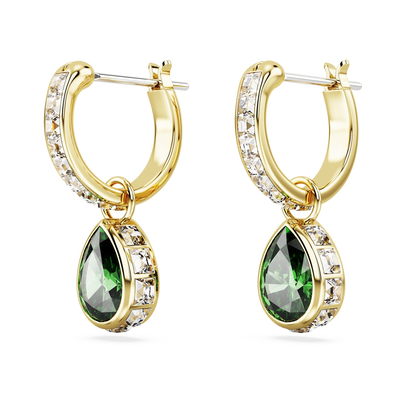 Orecchini Pendenti Swarovski Chroma Taglio Pear, Verdi, Placcato color oro