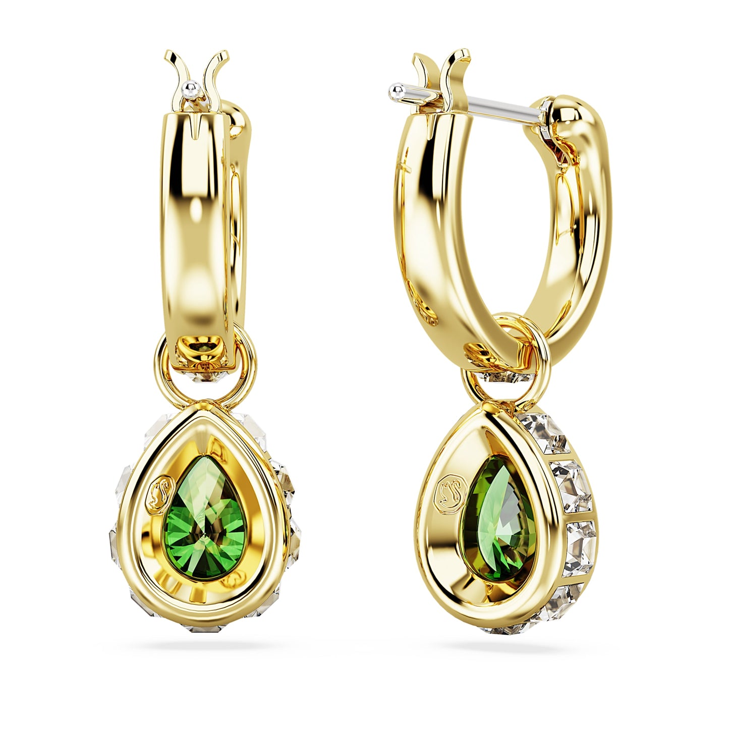 Orecchini Pendenti Swarovski Chroma Taglio Pear, Verdi, Placcato color oro